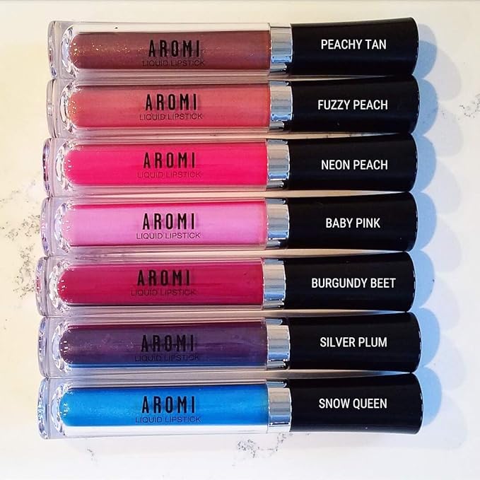 Aromi Tan Metallic Liquid Lipstick | Sepia Bronze Lip Color with Shimmery Finish, Vegan, Cruelty-free, Long-Lasting, Smudge-Proof, Handmade (Peachy Tan)