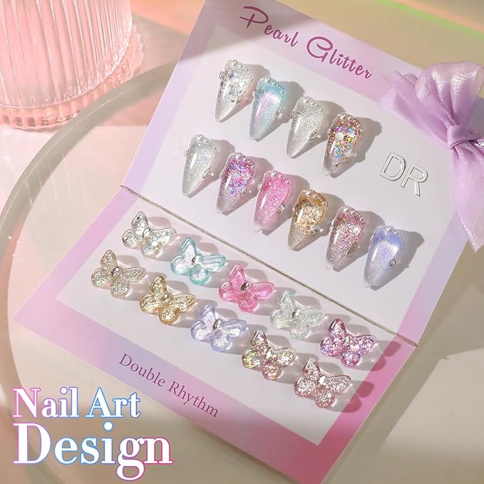 Double Rhythm 28Pcs 0.5Oz Glitter Gel Nail Polish Set Same Color Same Bottle Soak Off Kit Nail Art Manicure Salon DIY at Home (Sparkle Pearl Shimmer Collection-T24-9)