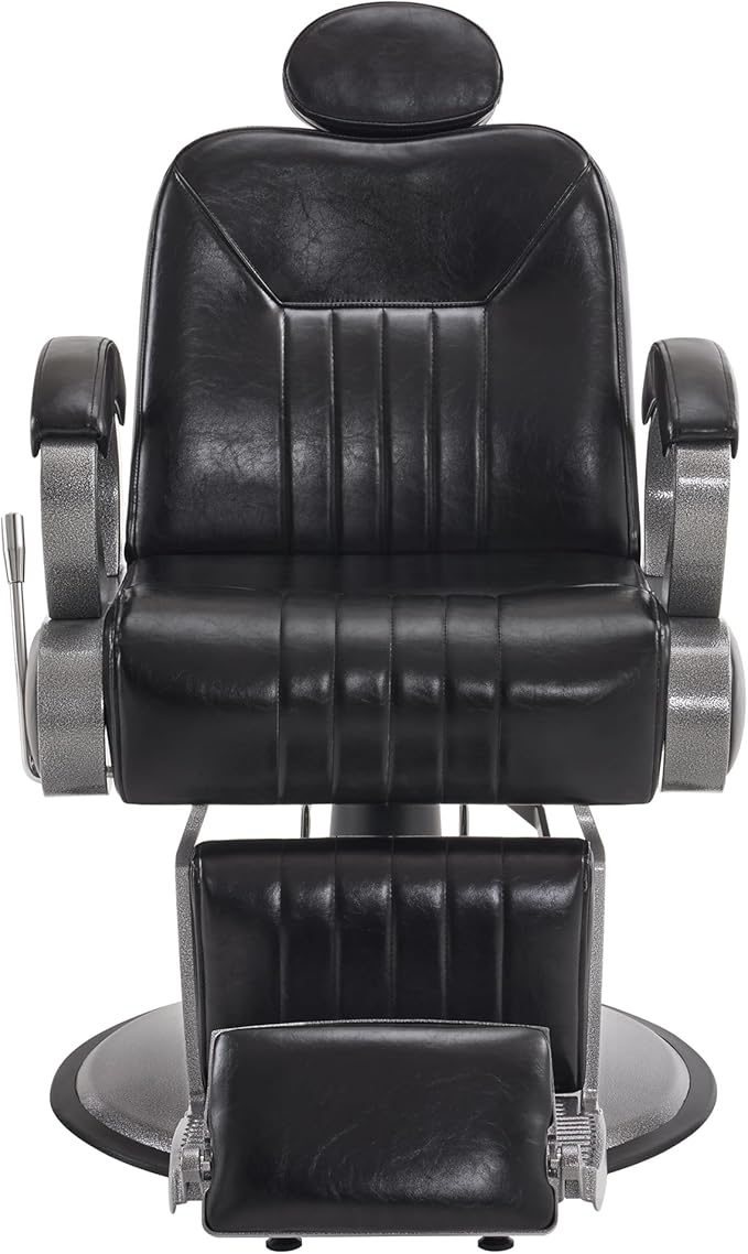 BarberPub All Purpose Barber Chair with Heavy Duty Pump,Reclining Adjustable Swivel Hair Styling Spa&Salon Chair for Hair Stylist, Home Salon,Barbershop 9502 (Black)