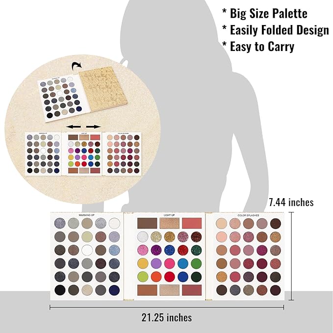 UCANBE Eyeshadow Makeup Palette 86 Colors, Matte Black