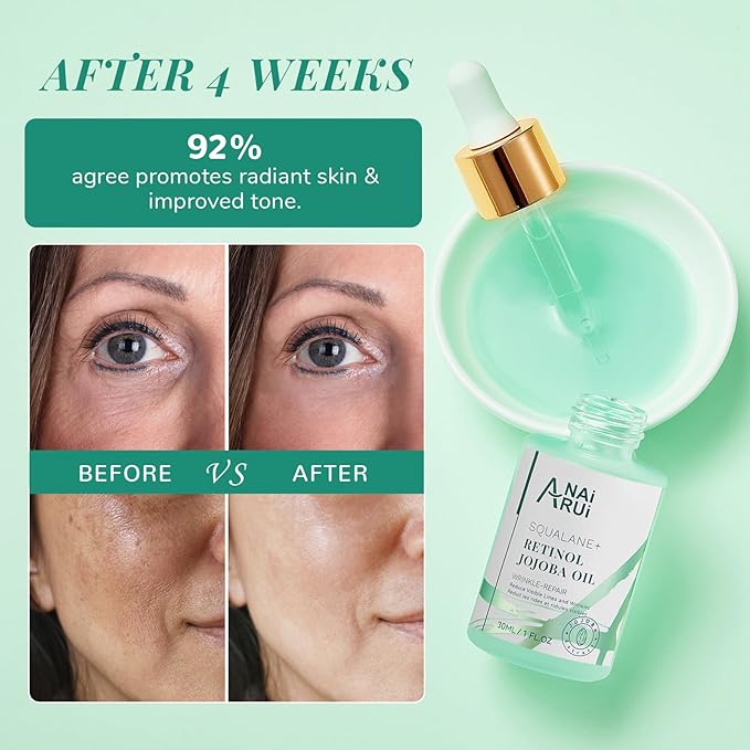 Squalane Retinol Jojoba Oil Moisturizer for Face Hydrate, Nourish, Moisturize Fine Lines and Wrinkles, Wrinkle-Repair Facial Oil for Smoother, Supple Skin 1 fl. Oz