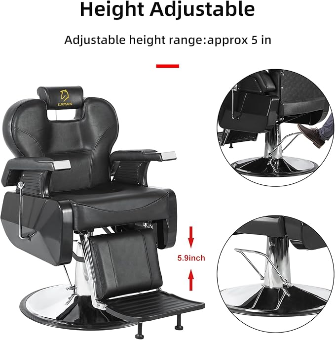 Salon Chair Barber Chair Hydraulic Styling Chair for Hair Salon 360 Degrees Rolling Swivel Barber Chairs Hydraulic Hair Chair All Purpose Beauty Spa Equipment - Silver