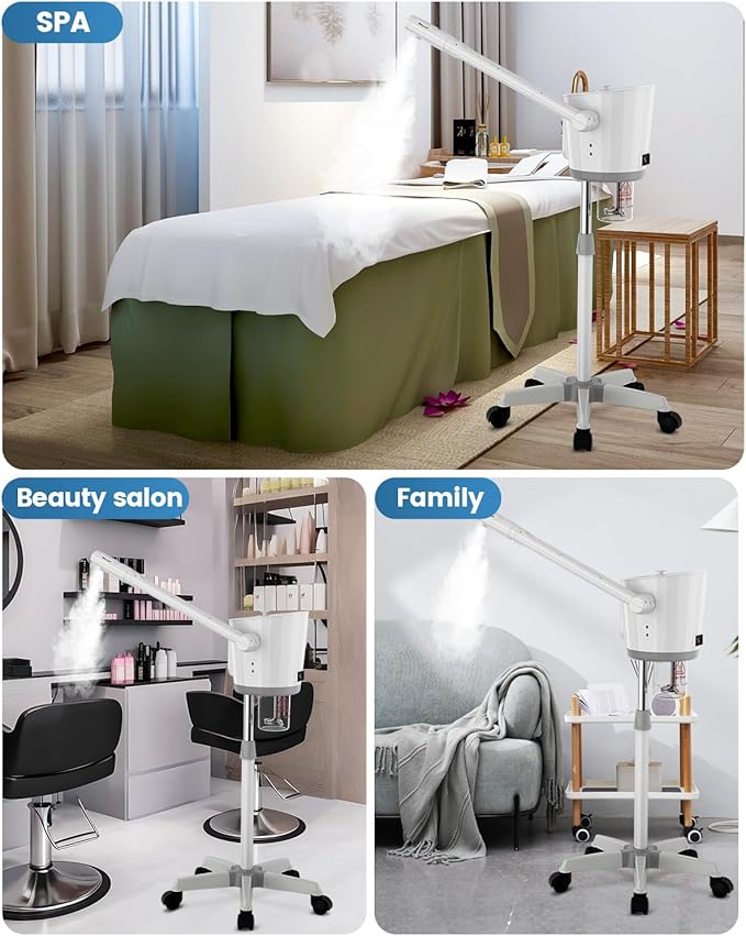 Kingsteam Professional Facial Steamer with Ozone - Ionic Nano Hot Mist Steamer with Large Capacity and 30 Min Timer for Estheticians, Beauty Salons, and Home Skin Care Use