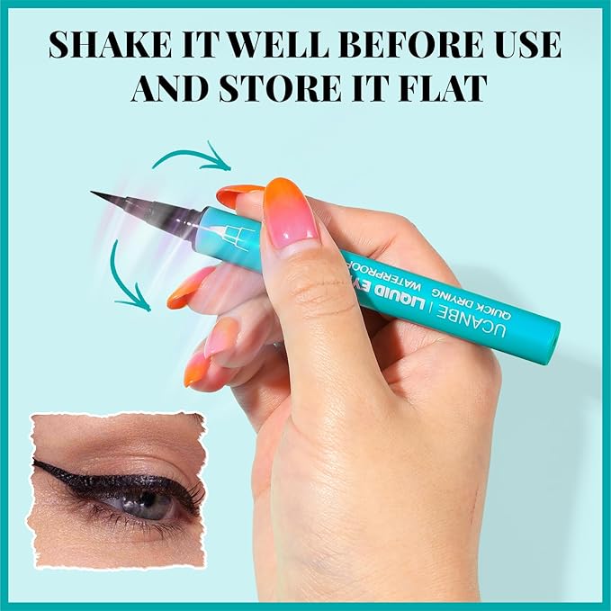 UCANBE 3pcs Black Liquid Eyeliner Kit Included 3 Brush Tip for Ultra Precision, Quick Drying, Smooth Glide, Smudge-Resistant, Waterproof Pigmented Up To 24 Hours Liquid Liner Eye Makeup Set