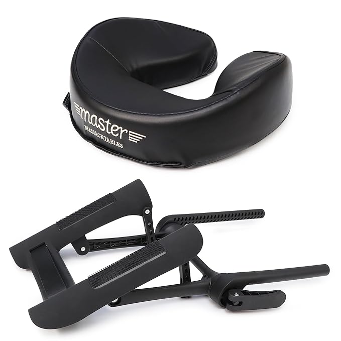 Master Massage Deluxe Adjustable Ergonomic Dream Face Cradle and Patented Ultra Plush Memory Foam Face Cushion Pillow -Face Pillow Set - Massage Table-Massage Chair Headrest Platform Set - (Black)