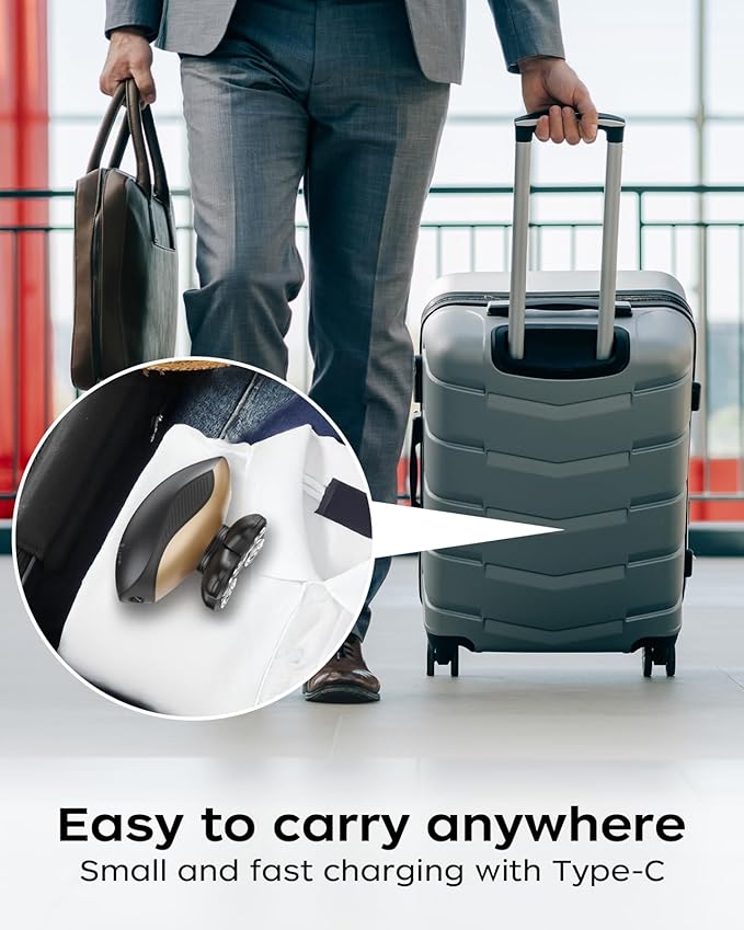 Electric Razor for Men, Head & Body Hair Shaver for Men, Cordless Rechargeable Wet/Dry Bald Head & Groin Waterproof Razor with Rotary Blades,Clippers, Beard Trimmer,Nose Trimmer, Brush (Golden)