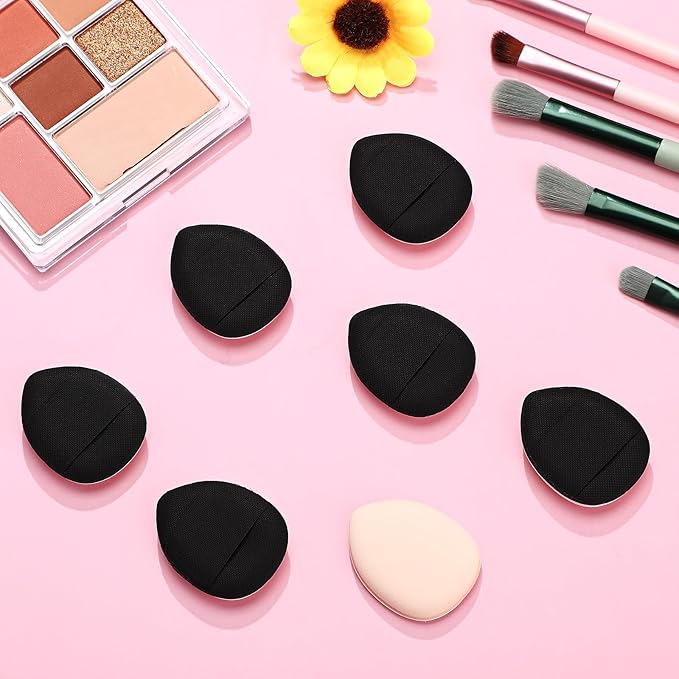 72 Pcs Finger Powder Puff Mini Makeup Sponge Soft Beauty Makeup Blender Puff for Foundation, Face Powder, Under Eye Setting, Concealer, Repair Cream, Cosmetic Tool (Black)