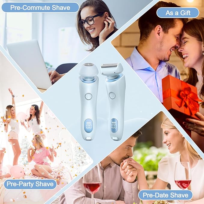 Livora Electric Shaver for Women, Bikini Trimmer for Women, Silk Glide Pro Shaver, Removable Head Electric Trimmer for Bikini, Pubic Hair, Legs, Body, Wet/Dry