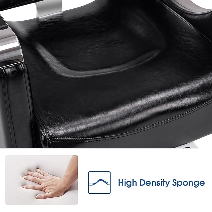 BarberPub Barber Chair Reclining Salon Chair for Hair Stylist, Antique Hair Spa Salon Styling Beauty Equipment 8132 (Black)