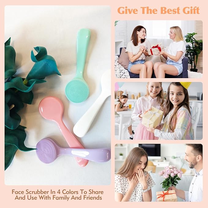 4-Piece Silicone Facial Cleansing Brush Set Manual Facial Cleansing Brush Pore Cleansing Brush Deep Cleansing Facial Brush