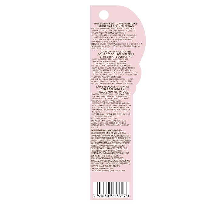 Covergirl Clean Fresh Brow Nano, 500 Medium Brown, Eyebrow Pencil, Ultra-Precise Tip, Waterproof, Transfer-Resistant, Built-In Spoolie, Vegan Formula, 0.001oz