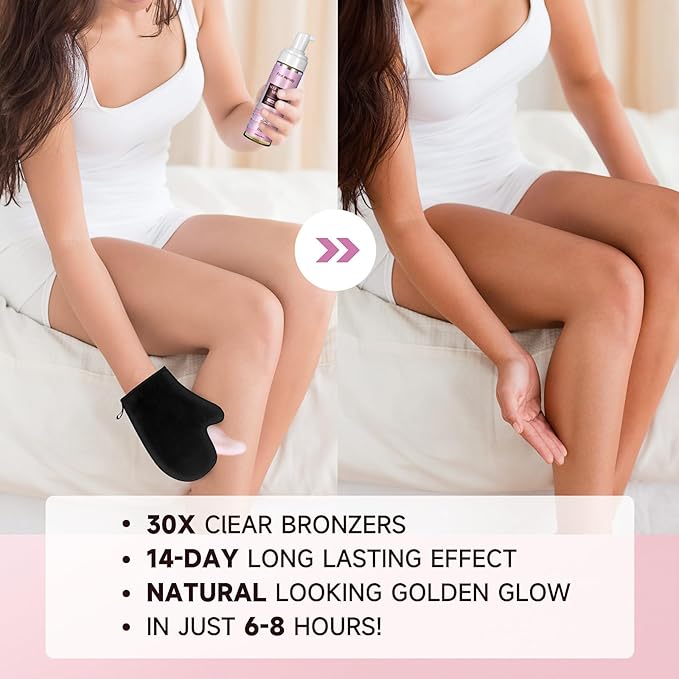 Self Tanner Mousse-30X Clear Bronzer Self Tanning Lotion for Body Fake Tan-14 Day Long Lasting Effect Quick Tan,Lightweight, Self-Tanner Foam Enriched with Aloe Vera and Coconut