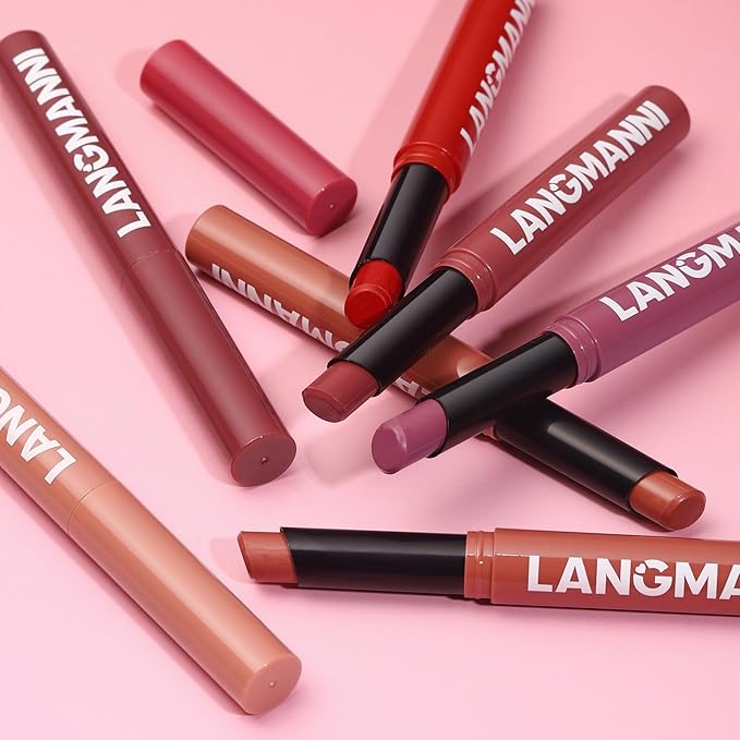 Jolilab 12Pcs Lip Set: 6 Colors Lip Liner+6 Colors Lipstick,Matte/Creamy,Smooth Creamy Texture,Long-Lasting,Bold/Nude Shades for Daily/Party,Vegan,Gift for Makeup Lovers.(Nude - Toned Set A)