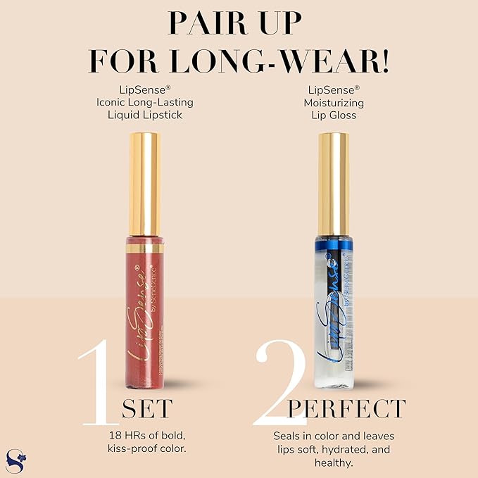 SeneGence LipSense Sassy Z Liquid Lipstick and Glossy Clear Lip Gloss Duo – 18HR Wear, Hydrating, Waterproof, Transfer-Proof