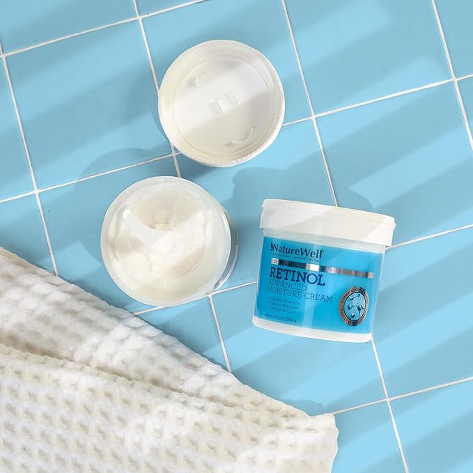 NATURE WELL Clinical Retinol Advanced Moisture Cream for Face, Body, & Hands, Boosts Skin Firmness, Enhances Skin Tone, No Greasy Residue, Packaging May Vary, 2 Pack (10 Oz Each)