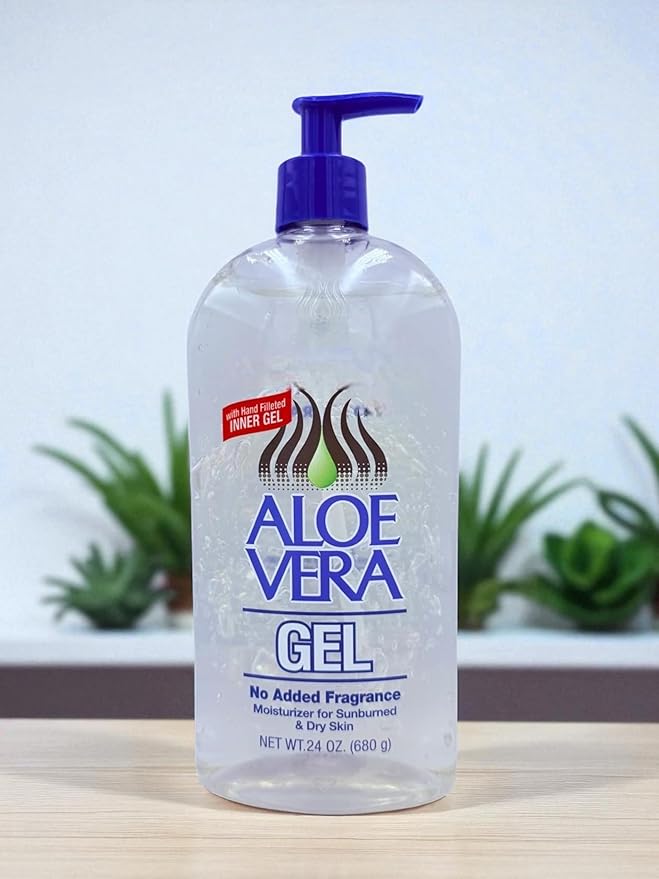 Aloe Vera Gel (24 oz) pack 2 – Pure, Stabilized Aloe Vera Gel for Face, Hair & Body – Soothing Sunburn Relief, Hydration & Skin Repair – No Added Colors or Fragrances.