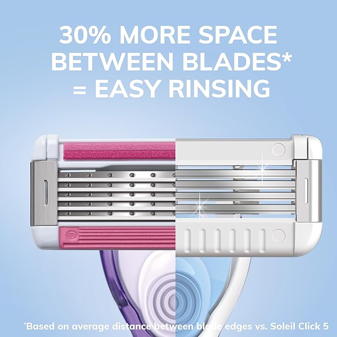 BIC EasyRinse Sensitive Anti-Clogging, Refillable Women's Razors With 4 Blades, 1 Razor Handle and 3 Refill Razor Cartridges Razor Kit