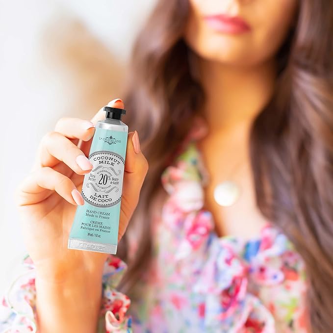 La Chatelaine 20% Shea Butter Hand Cream Travel Size, Organic Argan Oil, Moisturizing, Nourishing, Repairing, Extra-Rich Hand Lotion, Made in France, Paraben Free, 1 oz / 30ml (Coconut Milk)