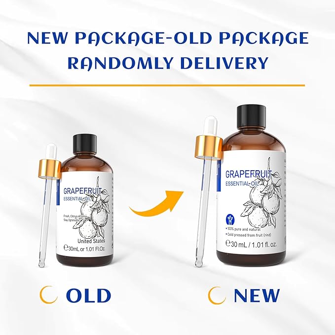 HIQILI 30 ml Grapefruit Essential Oil, for Diffuser, Skin Care,100% Pure and Natural - 1 Fl Oz