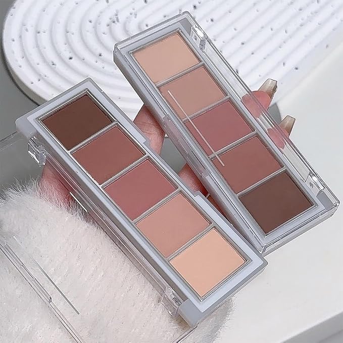 5 Colors Matte Eyeshadow Makeup Palette, 5 Natural Neutral Nude Brown Faded Rose Colors Eyeshadow, Looks for Brown Eyes Women Finish Long Wearing Waterproof Professional Eye Makeup 04#