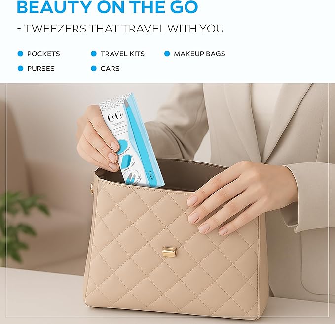 Tweezers for Facial Hair Women, Professional Precision Eyebrow Tweezers for Women and Men, Sharp Stainless Steel Slanted Tip for Hair Removal, Eyebrows and Ingrown Hair