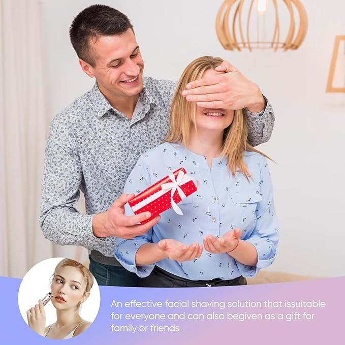 Facial Hair Remover for Women- as Seen on TV Painless Face Shaver -Mini Hair Remover, Electric Razor Shaver Portable Bikini Epilator for Lips, Chin, Armpit, Peach Fuzz, Fingers, Neck, Cheek(Champagne