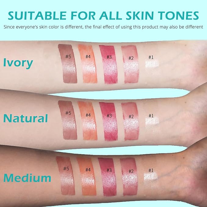 5 Pcs Lip Tint Hydrating,Moisturizing Tinted Lip Balm Set,Waterproof Long-Lasting Lip Gloss Lipstick,Natural Lip Moisturizer Non-Stick Cup Lip Stain for Women and GirlsGTVOSY Lip Tint 5 Pcs