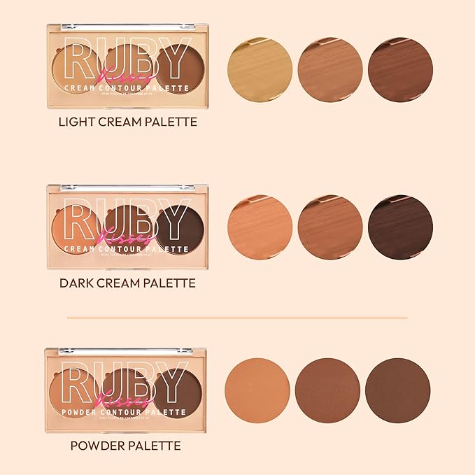 Ruby Kisses Contour Palette 3-in-1 Contour, Conceal, Highlight All-In-One Mini Palette, Long-Lasting, Easy to Blend Cream Contour Palette for Oily and Dry Skin (Medium To Tan)