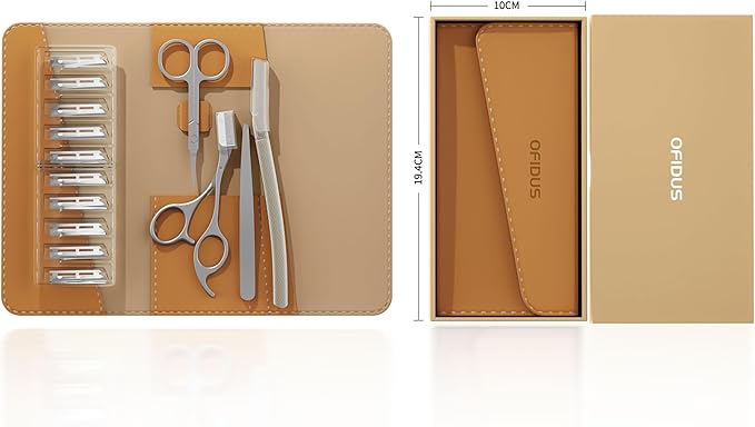 Tweezers for Women Facial Hair, 4 in 1 Eyebrow Kit with Tweezers, Eyebrow Trimmer Scissors, Razor, Style Leather Travel Case, Hair Plucking Daily Beauty Tools