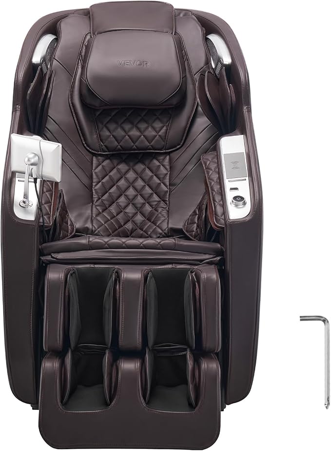 VEVOR Massage Chair, 4D Full Body Zero Gravity Recliner with SL Track, Yoga Stretch, AI Voice Control, Heat, Foot Roller, Retractable Pedal, 36 Airbags, LCD, Armrest Controls, Rolling Base