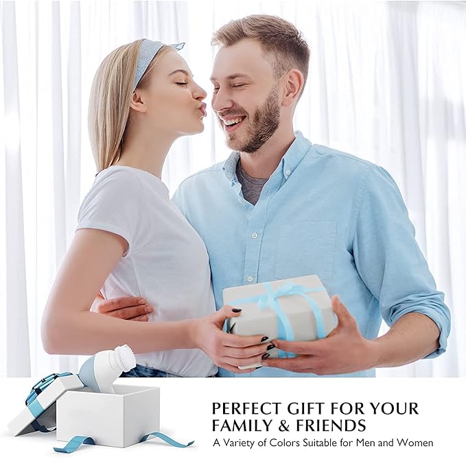 COSLUS Facial Cleansing Brush Silicone Face Scrubber: 2 in1 FBS-D Electric Exfoliating Massage Device Waterproof Deep Cleaning Exfoliation Rotating Spa Machine - Electronic Skin Care Wash Clean System