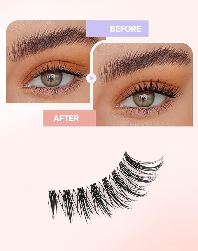 Manga Half Lashes Anime Spiky False Eyelashes Japanese Asian 3/4 Lashes Natural Wispy Fake Eyelashes 7 Pairs Pack Half-05