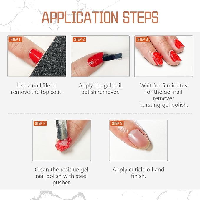 JODSONE 10ml Gel Nail Remover 2Pcs Quick Gel Polish Remover 3-5 Minutes for Nails