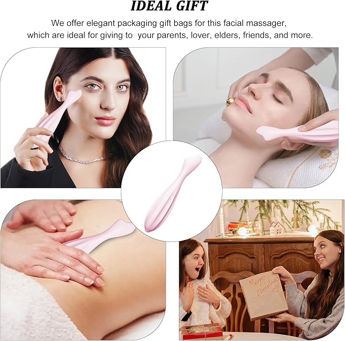 Lafo Facial Massage Roller, Silicone Face Massage Tools,Face Roller Skin Care for Shapes Body & Face Curves, Reduces Tiredness, Self Care Gift for Women Face and Eyes Massage (Pink)