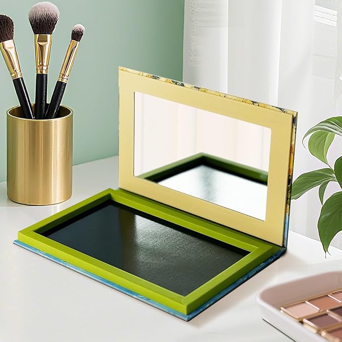 Magnetic Makeup Palette, Empty Eyeshadow Palette With Mirror Inside, Oil-Painting Embossed Design Art Paper Makeup Organizer DIY (Desert Star)