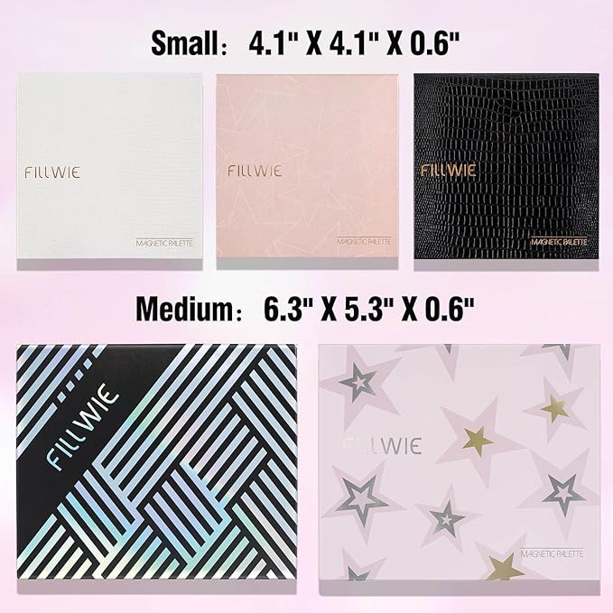 Magnetic Empty Makeup Palette with Mirror – Customizable Refillable Case for Eyeshadow, Blush, Lipstick, Highlighter – Lightweight, Waterproof, with Spatula & 20 Metal Stickers (Pink, Medium)