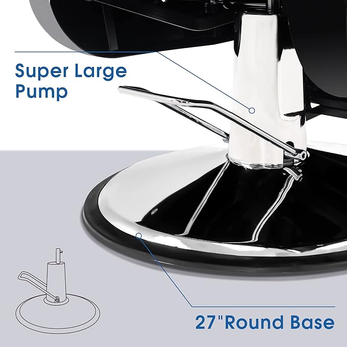 BarberPub Hydraulic Recline Barber Chair All Purpose Salon Beauty Spa Styling Equipment 9208 (Black)