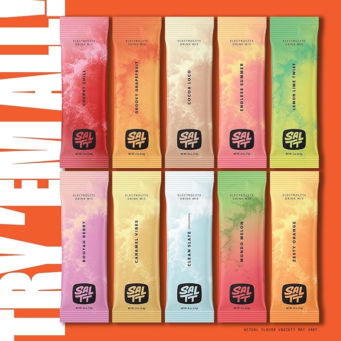 Keto Chow SALTT Electrolytes Powder Packets, Ultra Variety Pack (30 Packets) - Magnesium, Potassium, Sodium, Trace Minerals - Vegan, Sugar Free, Gluten Free - Travel Essentials - Made in USA