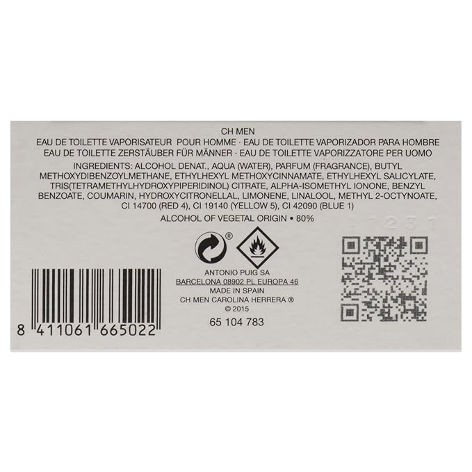 CH by Carolina Herrera for Men - 3.4 oz EDT Spray ,(Packaging may vary)