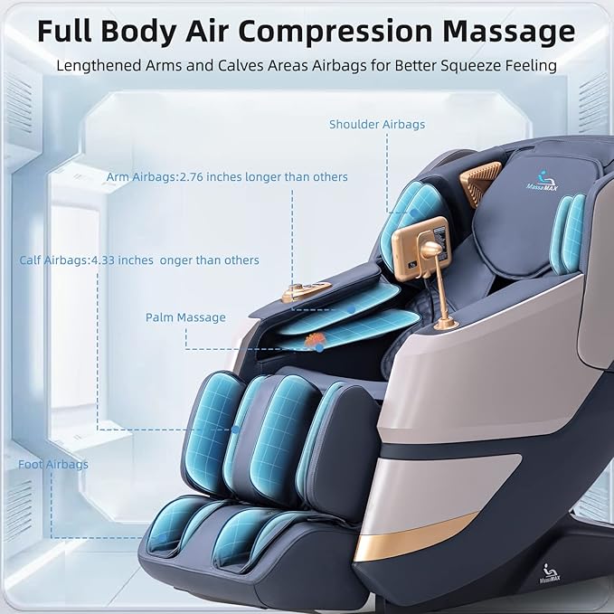 MassaMAX MT339 4D Massage Chair, Full Body Shiatsu Recliner with Auto Extendable Footrest, Zero Gravity, SL Track, Deep Yoga Stretch,15 Modes, AI Voice Control, Foot Rollers, and Heating (Magic Black)