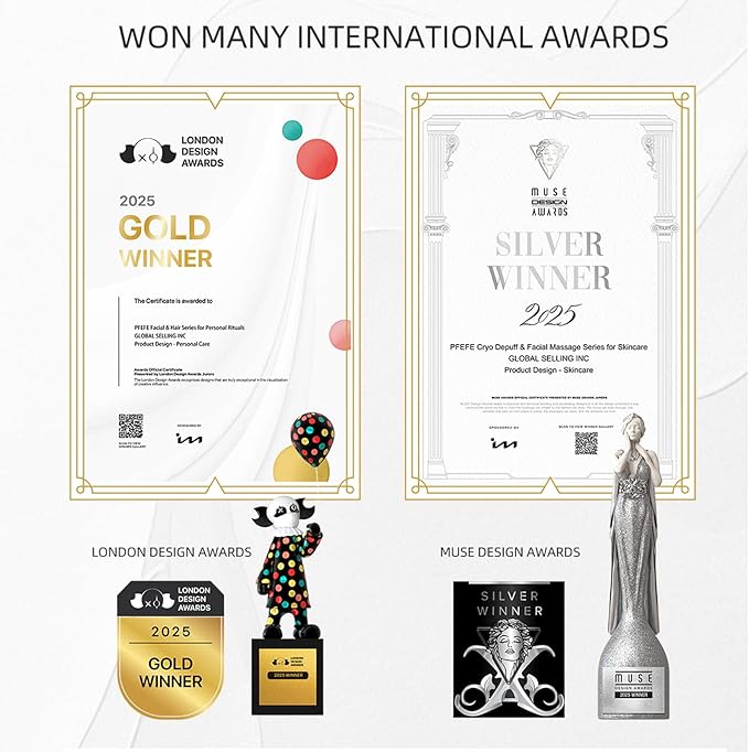 pfefe Stainless Steel Face Roller - Metal Facial Cooling Massager for Face and Eyes, Esthetician Supplies Cold Roller for Puffiness, Wrinkles, Dark Circles