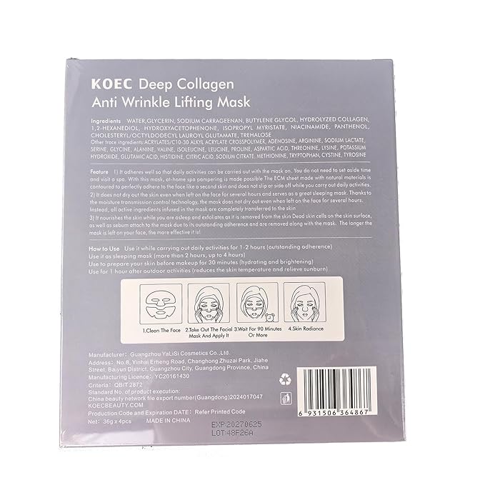 4pack Deep Collagen Overnight Mask ——Bio-collagen Real Deep Face Mask,Korean Skin Care,Facial Hydrogel Sheet Masks Collagen for Glass Skin,Elasticity, Firming, and Moisturizing