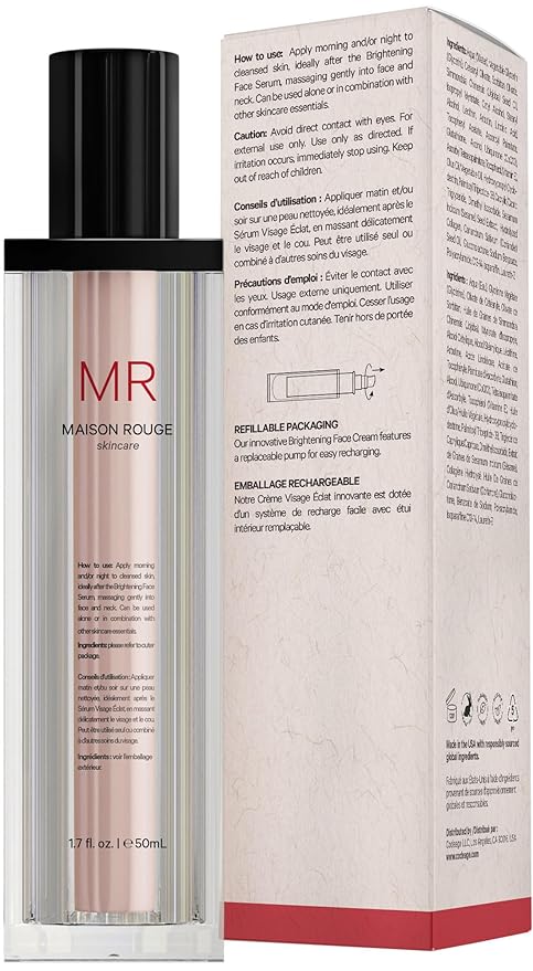 Codeage Maison Rouge Brightening Face Cream Glutathione Cream, Collagen Peptides, Vitamin E, CoQ10 – Radiance & Antioxidant Complex – Refillable – Paraben- Free – All Skin Types – 1.7 fl oz
