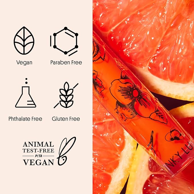 Winky Lux Grapefruit Fruity Gloss pH Lip Stain, Non Sticky Lip Gloss, Tinted Lip Oil, Lip Lacquer, Yummy Fruit Lip Gloss, Jojoba Oil for Hydration & Shine, Soft Grapefruit Scent