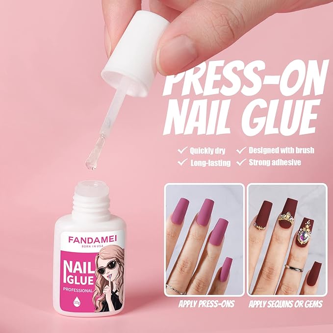 FANDAMEI Press on Nails Medium Square, 12 Packs 288PCS Acrylic Matte Square Fake Nails Full Cover Medium Length, Glue on Nails with 10g Nail Tips Glue, 12 Solid Color False Nails for Nail Art DIY