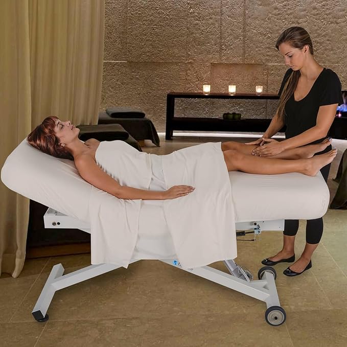 EarthLite Ellora Electric Lift Salon Massage Table, Manual Tilt, Made in USA, 32" x 73", Black
