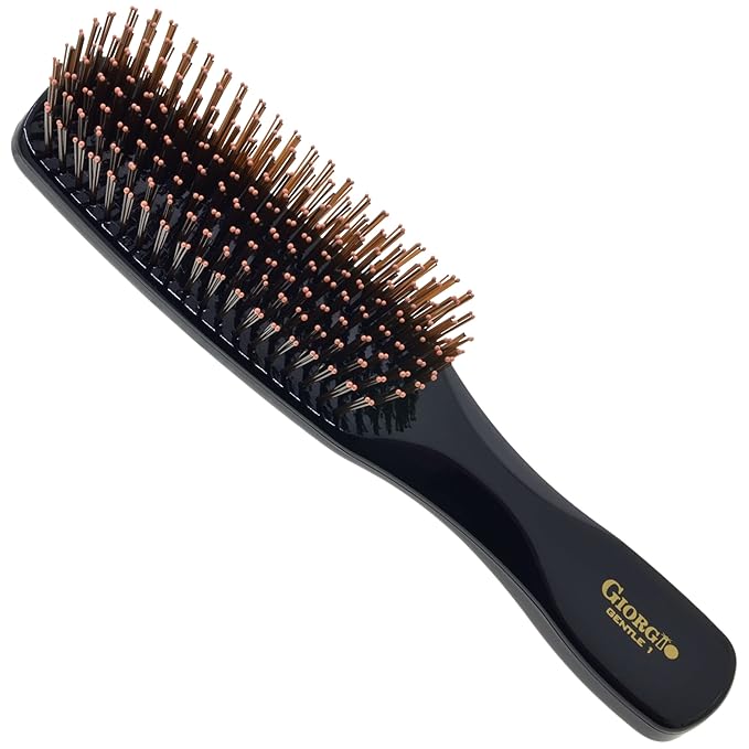 Giorgio GIO1IVY Black Gentle Touch Detangler Hair Brush for Men Women and Kids. Soft Bristles for Sensitive Scalp. Wet and Dry for all Hair Types. Scalp Massager Brush Stimulate Hair Growth