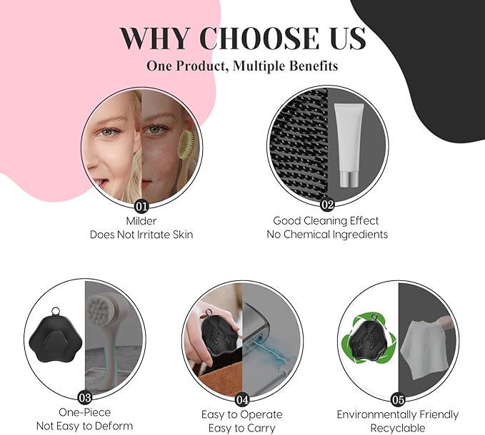 VWMYQ Silicone Face Scrubber - Exfoliating Face Scrubber for Women and Man, Gentle Facial Cleansing Brush Blackhead Acne Pore Pad Cradle Cap, Manual Soft Face Wash Brush for Deep Skin Care