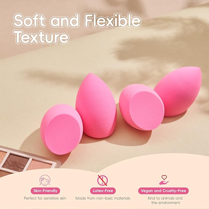 GWT Makeup Sponge Set, 6 Pcs Latex-Free Beauty Blender Sponges for Foundation, Liquid & Cream, Ultra-Soft Wonder Sponges, Multi-Angle Blending, Ideal Stocking Stuffers for Women