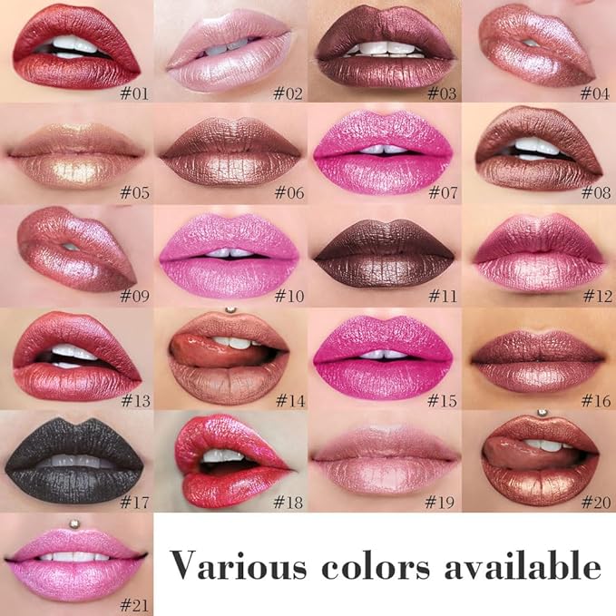 Kaely 2-in-1 Brown Metallic Lipstick and Lip Liner, Shimmer Liquid Metallic Lipsticks for Women, Glitter Lip Gloss Stain Long Lasting Waterproof Smudge Proof 24 Hour, Vegan Makeup, 08